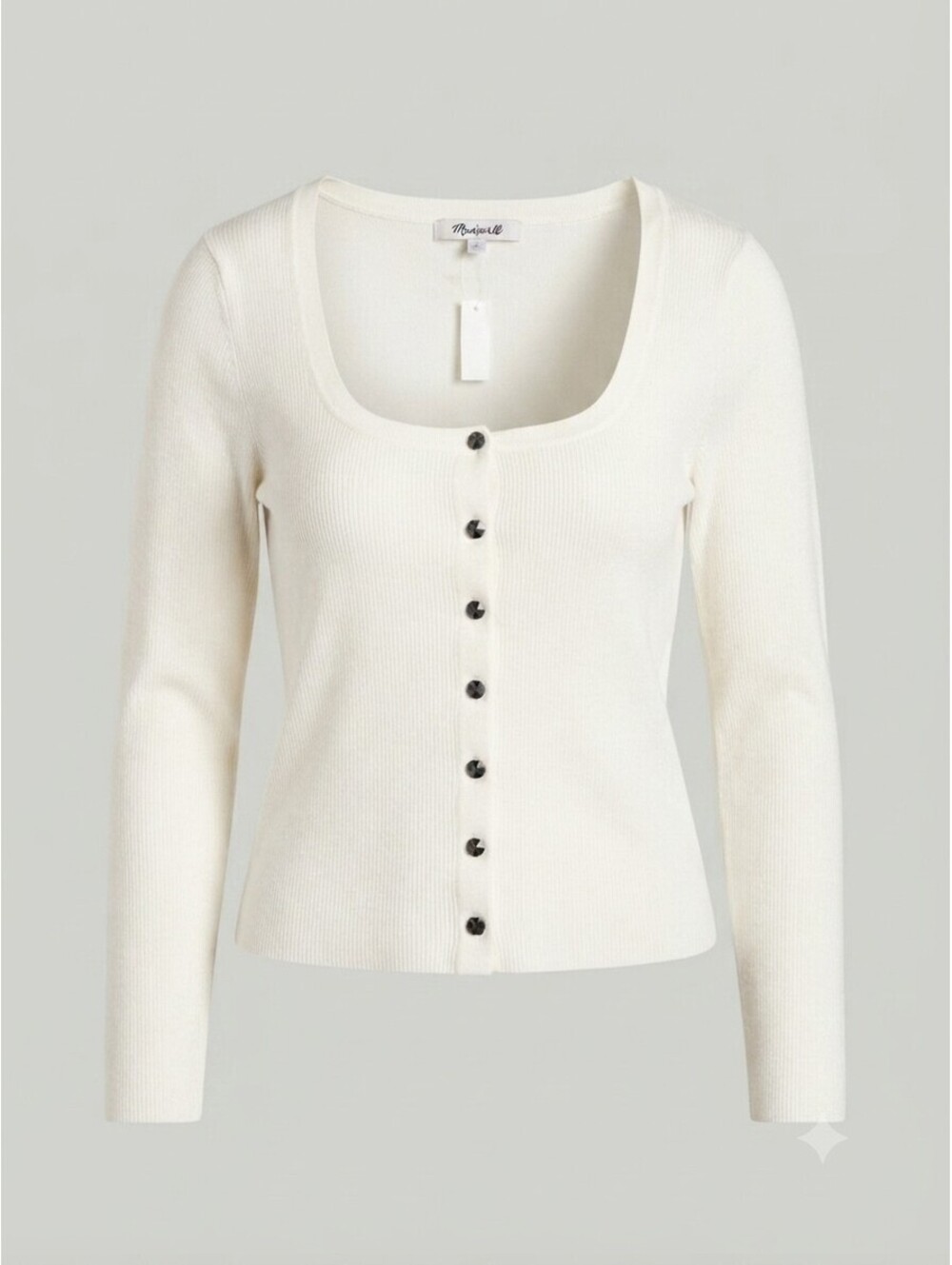 Madewell Women's L NWT $98 Signature Knit Scoopneck Cardigan Winter White  NT609